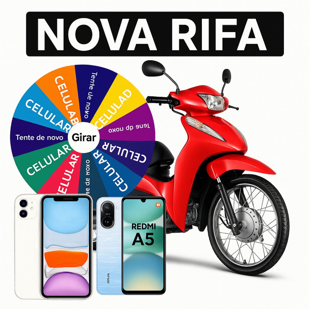 1 HONDA BIZ + 10 CELULARES NA ROLETA