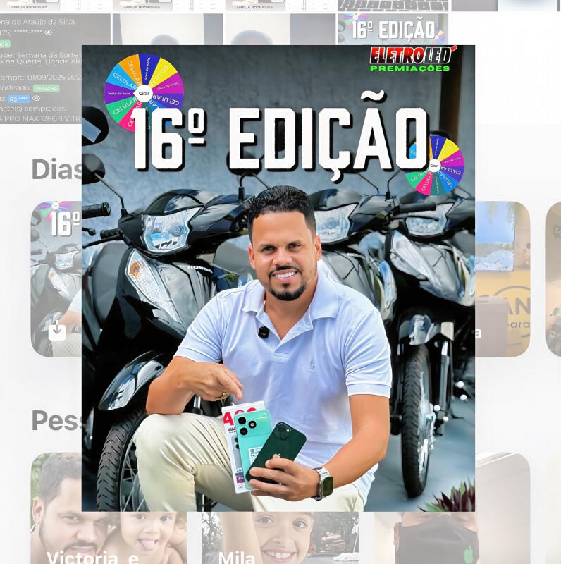 16° EDIÇÃO 1 BIZ ES OKM + 5 IPHONE 13 + 5 ITEL A90 NA ROLETA