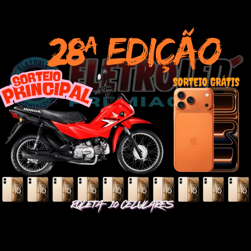 28ª EDIÇÃO POP 0K NO SORTEIO PRINCIPAL + 17 PRO MAX 256 GRÁTIS